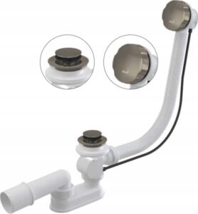 Syfon wannowy Alcaplast A55K-N-B | Nickel Mat Szczotkowany|Ø52 mm