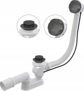 Syfon wannowy Alcaplast A55K-GM-P Gun Metal Połysk Ø52 mm