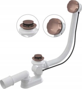 Syfon wannowy, korek automatyczny, RED GOLD-mat szczotkowany| Ø52 mm |