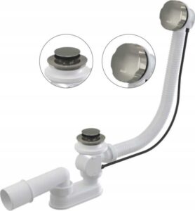 Syfon wannowy Alcaplast A55K-N-P|Nickel Połysk|Ø52 mm|Korek automatyczny